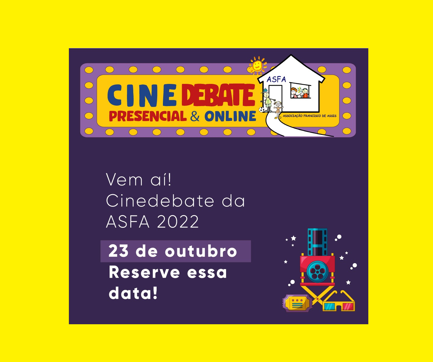 ASFA PLANEJA A REALIZAÇÃO DE CINEDEBATE EM 23 DE OUTUBRO DE 2022